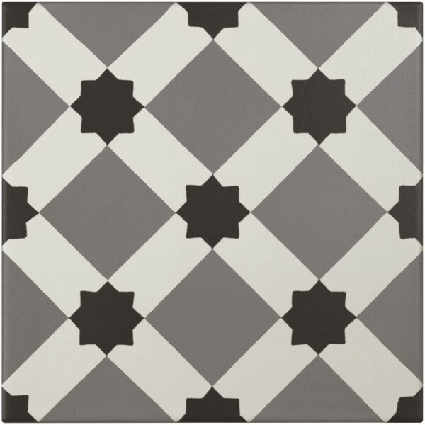 CARREAU CERAMIQUE DECOR CLASSIQUE BLANC/GRIS FONCE/ANTHRACITE