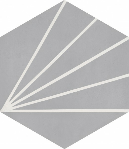 CARREAU CIMENT HEXAGONE DECOR GRIS FONCE/BLANC CASSE