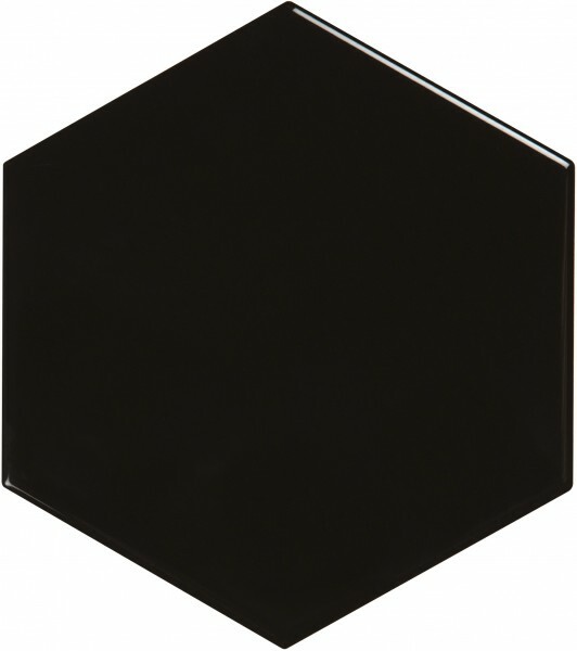 CARREAU CERAMIQUE HEXAGONE NOIR BRILLANT MUR