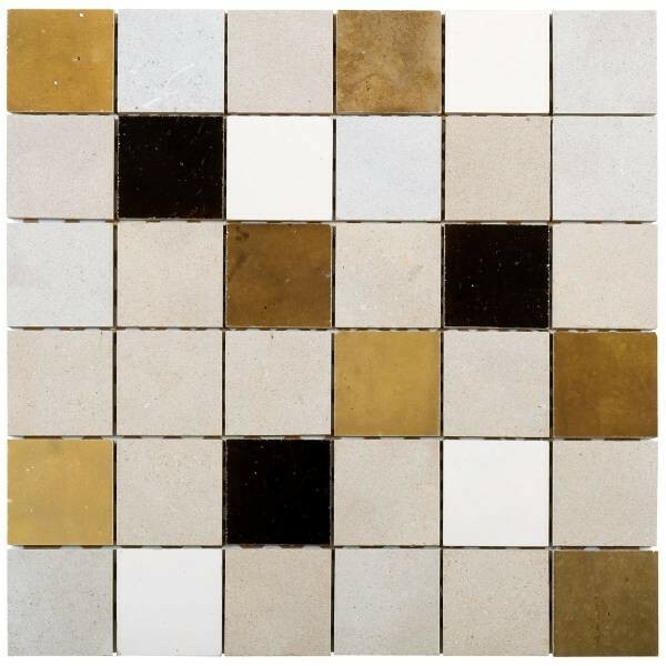 MOSAIQUE MIX ZELLIGE MARRON + PIERRE (4.95 x 4.95 cm)