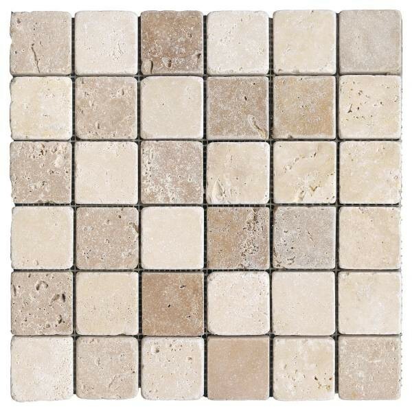 MOSAIQUE MIX TRAVERTIN MARRON + BLANC (4.8 x 4.8 cm)