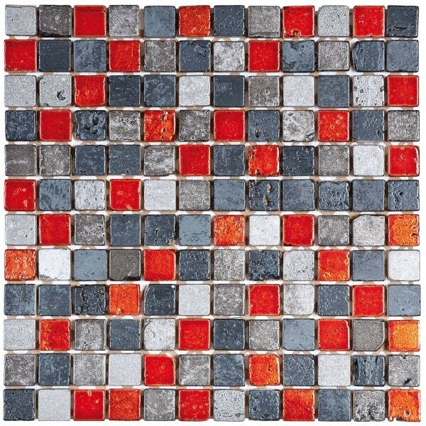 MOSAIQUE GRIS + ROUGE (2.3 x 2.3 cm)