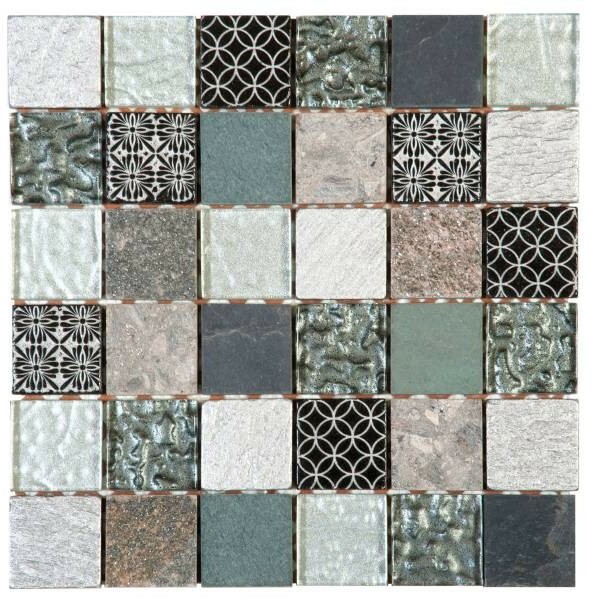 MIX QUARTZITE VERRE ET DECOR DECOR MIX GRIS (4.8 x4.8 cm)