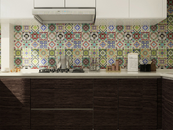 21 пример оригинальных кухонных фартуков из плитки