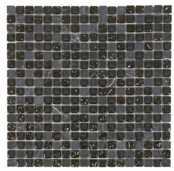 MIX MARBRE NOIR + VERRE NOIR BRILLANT (1.5 x1.5 cm)