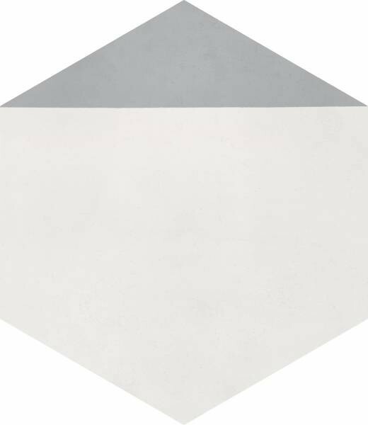 CARREAU CIMENT HEXAGONE BLANC/POINTE GRIS FONCE