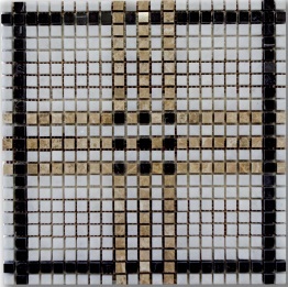 Mosaïque Tartan Blanc, Noir et Beige