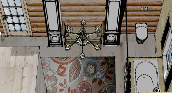 Ванная 15 кв.м. в деревянном доме: дизайнер Лариса Бокарева