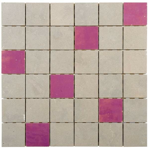 MOSAIQUE MIX ZELLIGE VIOLET + PIERRE (4.95 x 4.95 cm)