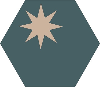 Hex. 3 Star Medium (P18B Teal,P56 Bone)