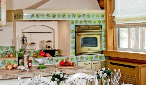 Керамическая плитка Rairies Montrieux в интерьере кухни в стиле Прованс