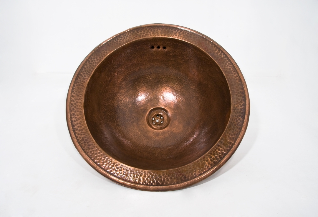 Sink copper round 45 antique dark