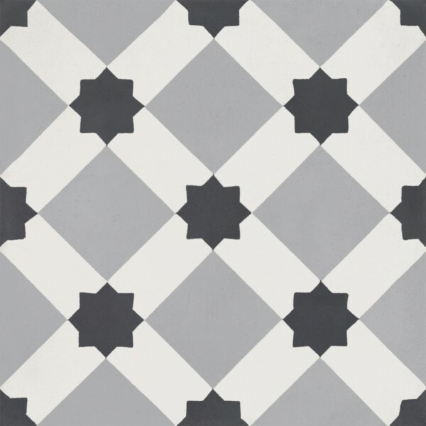 CARREAU CIMENT 20x20 DECOR CLASSIQUE BLANC/GRIS FONCE/ANTHRACITE